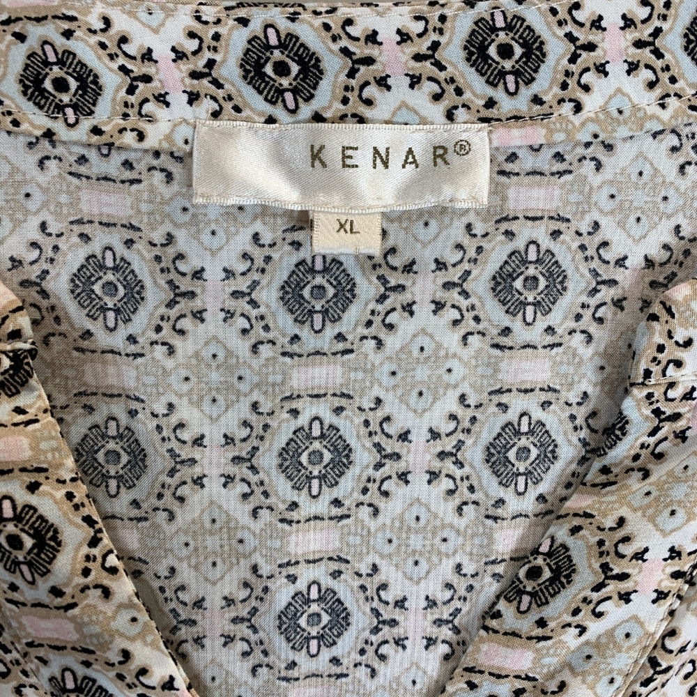 Kenar Nordstrom Graphic Print Top Tan XL Black - Picture 3 of 3